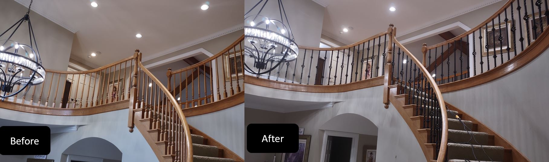 Before & After – Wood to Iron Balusters
